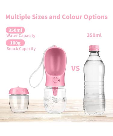 Buy Myowell 350ml Portable Dog Drinking Bottle - Leak-Proof & Includes 100g Food Cup - Perfect for Small & Large Dogs - Pink - Buy Online on GoSupps.com