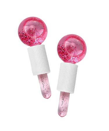 Aifounds 2 pc Facial Ice Globes Spa Cooling Globe for Face Eyes & Neck Beauty Pink Ice Roller Balls for Cold Skin Massages Glass Cryo Ice Roller Balls for Face Eye Rollers Reduce Puffiness(2 pc Pink)