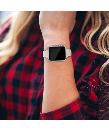 Ultra Thin Silicone Sport Band for Apple Watch 38/40/41mm - #A Starlight | Compatible with iWatch Series 1-8/SE | Slim Replacement Wristband for Men and Women - Buy Online on GoSupps.com