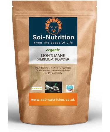 Sol Nutrition Lion's Mane Mushroom Powder Organic - 100g (500g) 500.00 g (Pack of 1)