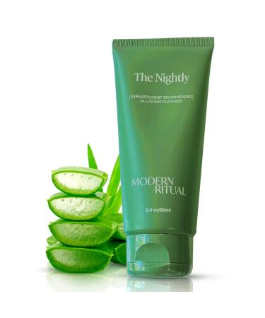 3 fl oz Facial Cleanser - All in One Night Time Salicylic Acid Cleanser with Hyaluronic Acid for Summers Acne Face Wash Brighter Smoother & Hydrated Skin
