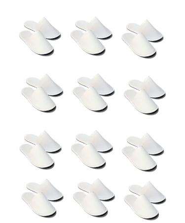 CHOCHILI 12 Pairs Fabric Packed Disposable Hotel Slippers for Airbnb Spa Salon Party Wedding Guests - Fits up to Adult US Men Size 10 & Women Size 11 White