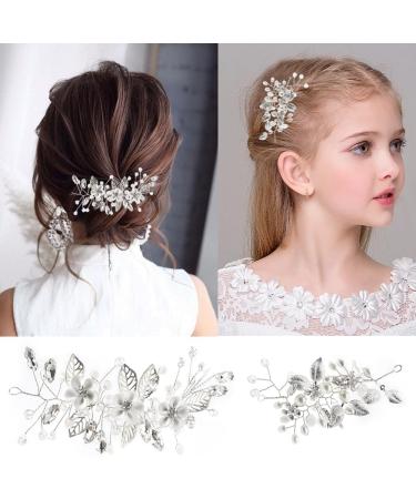 GOIYZTTR 2 Pieces Crystal Vines Flower Leaf Headpieces Bride Wedding Crystal Flower Vines HairPiece Elegant Silver Crystal Hair Accessories Suitable for Women and Girls - Buy Online on GoSupps.com