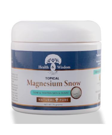 Heath and Wisdom Magnesium Snow Powder 75g | Tone Skin and Gums | Pure Magnesium Carbonate Mineral Powder | Topical Applications | Tighten Skin | Feel Young and Rejuvenated 75 Gram