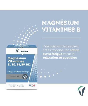VITAVEA WELL-BEING - Magnesium - Vitamins B1. B2. B6. B9. B12 - Reduction of Fatigue - Relaxation and Relaxation - 24 Effervescent Tablets - Made in France - Buy Online on GoSupps.com