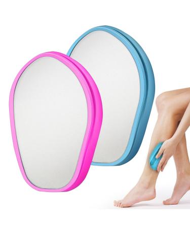 Uqtuko nano hair remover painless peeling hair removal tool hair removal without shaving crystal hair remover stone for women and men for leg arm back (blue and pink))