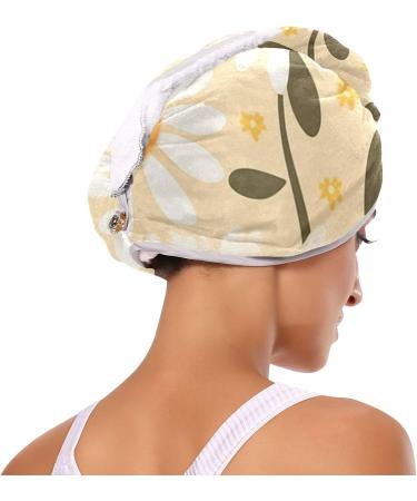 Cartoon Daisy Flower Hair Towel 2 Pack | Super Absorbent Quick Dry Hair Turbans for Women & Girls - Buy Online on GoSupps.com