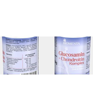 Biomenta Glucosamine & Chondroitin Complex - 60 Allergen-Free Capsules | Premium Joint Support with Hyaluronic Acid Zinc & Selenium - Buy Online on GoSupps.com