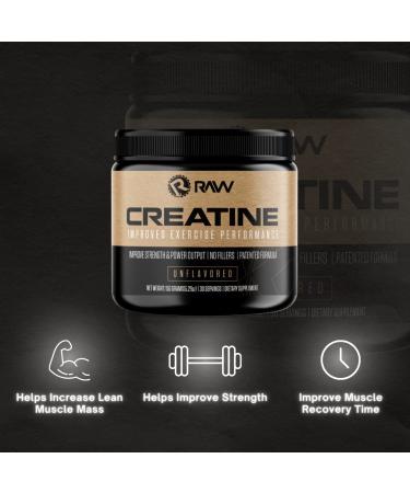 RAW NUTRITION Creatine Monohydrate Powder | Micronized Supplement for Workout Performance, Muscle & Strength | Unflavored 150g (30 servings) - Buy Online on GoSupps.com