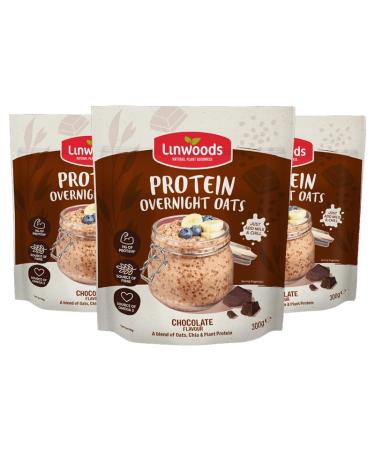 Linwoods Chocolate Protein Overnight Oats | 3 x 300g Porridge Oats | Healthy Breakfast Food | Vegan Friendly & Gluten Free 3x300g