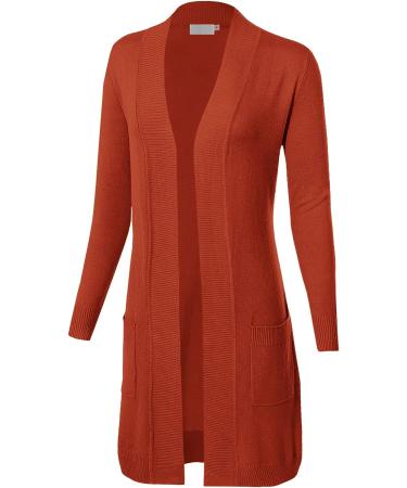 MAYSIX APPAREL Long Sleeve Open Front Cardigan with Pocket for Women - Rust (S-3XL) - Buy Online on GoSupps.com