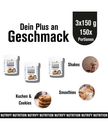  Nutrify NUTRIFY Cookie Dough Flavour Powder 3 x 150 g Low Calorie High Fiber Only 5.81 Kcal Per Serving for Sweetening Cooking and Refining Foods - Buy Online on GoSupps.com