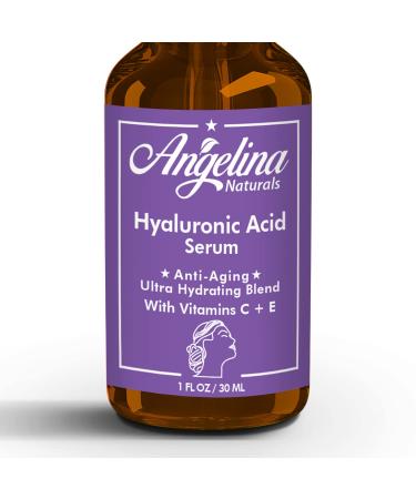 Pure Hyaluronic Acid Serum for Face Plumping Hydrating Facial Skin Care Anti-Aging Moisturizing Firming with Vitamin C & E and Aloe 1 Fl Oz