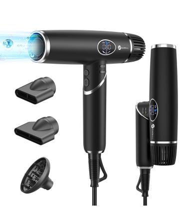 Ions hair dryer 2000W hair dryer slopehill quick drying hair dryer brushless engine light/little noise/magnetic diffuser/extra long cable/LCD display for home salon and travel (black) - Buy Online on GoSupps.com