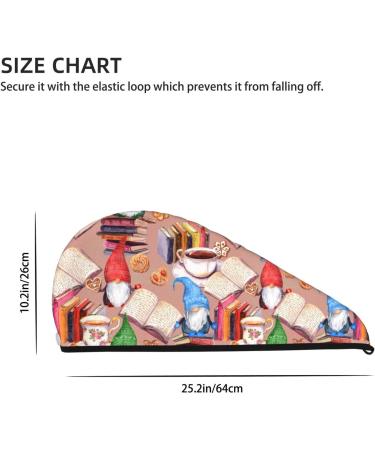 Hair Towel Wrap | Quick Drying Towel Turban with Button | Gnomes Books Tea Cups Design - Buy Online on GoSupps.com