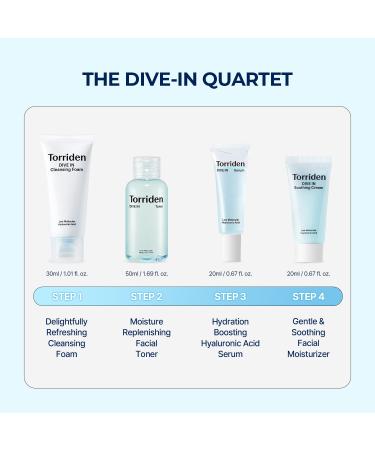 Torriden DIVE-IN Trial Kit | Hyaluronic Acid Skincare Set | Vegan & Hypoallergenic Korean 4-Step Regimen - Buy Online on GoSupps.com
