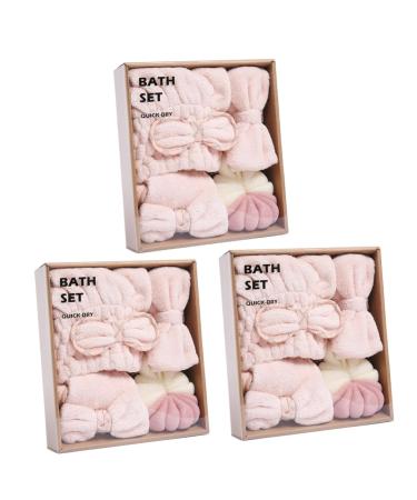 Baluue 3 Sets Dry Hair Towel Set Home Shower Ball Esponjas Para El Cuerpo Bath Ball Pink Twisted Yarn
