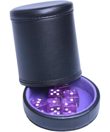 Purple PU Leather Dice Cup Set with Translucent Dice - Perfect for Liars Dice, Farkle, Yahtzee - Buy Online on GoSupps.com