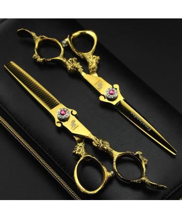 Hair Cutting Scissors Shears 6 Inch All Golden Dragon Hairdressing Barber Scissors Professional Barbershop Scissor Haircut Salon Cutting Shears Set Thinning (Color : 6.0 2PCS Set) - Buy Online on GoSupps.com