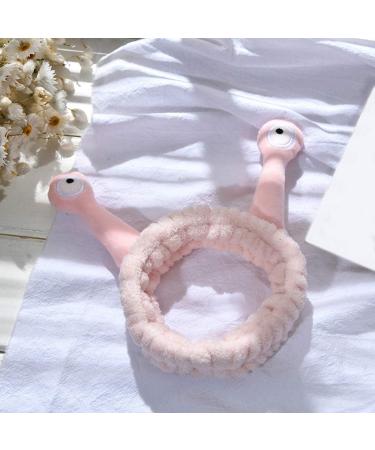 TCM-KE Women Girls Wash Face Plush Headband Cartoon Snail Antenna Eyes Hair Band Turban Face SPA Elastic with Hair Wrap Makeup Bands Shower Headband Pink - Buy Online on GoSupps.com