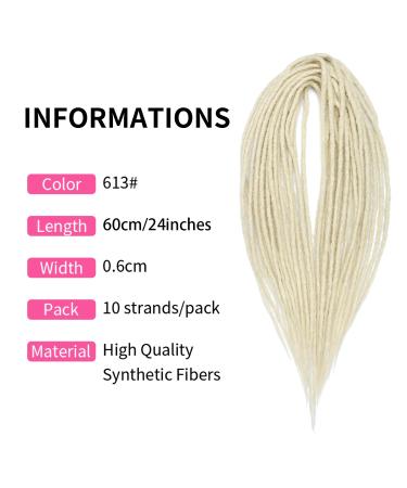 Buy DSoar 24 Double Ended Synthetic Dreadlocks - 10 Strands Soft Braided Extensions for Hip-Hop & Reggae Style - 613# - International Shipping - Buy Online on GoSupps.com