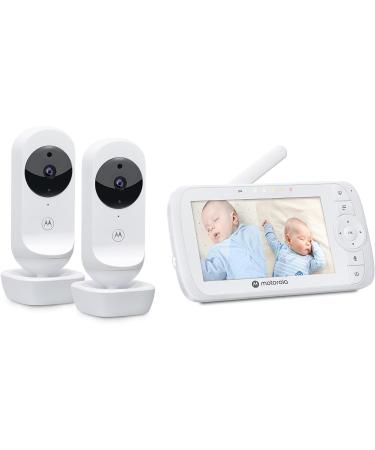 Motorola Nursery VM35-2 Twin Baby Monitor with 2 Cameras, 5.0 Split Screen Display, Night Vision, Two-Way Communication, Lullabies - White - Buy Online on GoSupps.com