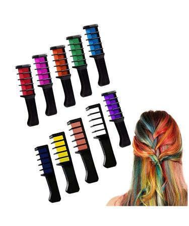 Temporary Hair Chalk for Girls Biluer 10PCS Hair Chalk Combs Washable Hair Chalk 10 Colors Kids Chalk for Age 4 5 6 7 8 9 10 For Kids Birthday Cosplay Christmas Halloween Party