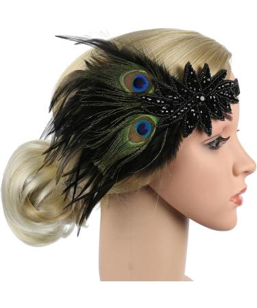 Peacock Headband Vintage 1920S Flapper Headband Headpiece Hairband Headdress Hair Accessory for Women - Buy Online on GoSupps.com
