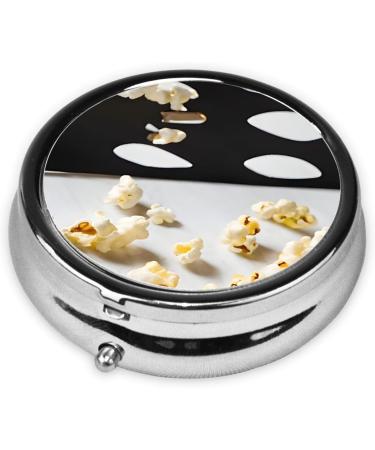 Cinema Clapboard & Popcorn Mini Round Pill Box - 3 Compartment Travel Organizer for Medicine & Vitamins | Portable Pill Case for Home & Office Use - Buy Online on GoSupps.com