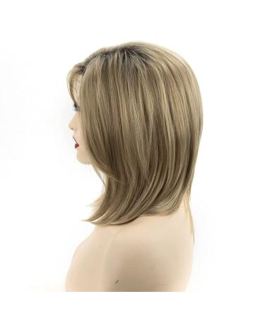 Ombre Blonde Bob Wig - Synthetic Medium Length Wig for White Women with Bangs - Buy Online on GoSupps.com