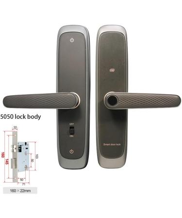 Electronic Smart Door Lock with Biometric Fingerprint/Smart Card/Password/Key Unlock/USB Emergency Charge (Color : Gray) (Gray) - Buy Online on GoSupps.com