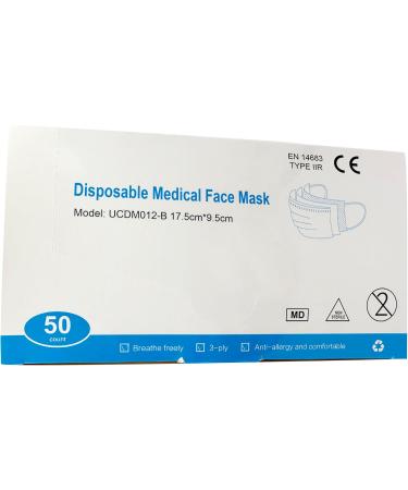 Medigura GmbH Type IIR Surgical Masks - Blue Medical Mouth Nose Protection - 50 Pieces for International Shipping - Buy Online on GoSupps.com