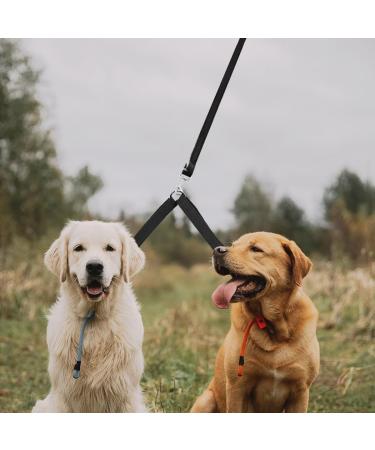 Luckious Adjustable Black Double Dog Leads - No Tangle Nylon Walker Trainer Leash for Two Pets Dual Dog Distribution Leash Suitable for Walking (50 * 2CM) - Buy Online on GoSupps.com