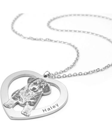 Personalized Pet Photo Necklace - Customizable Cat/Dog Picture Pendant - Pet Memorial Gift for Pet Lovers - 14inch Chain - Buy Online on GoSupps.com
