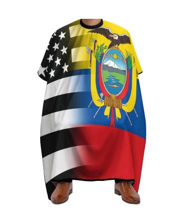 Black and White USA Ecuador Flag Adult Barber Apron Print Hair Cutting Cape Hair Stylist Gown Hairdresser Styling Capes