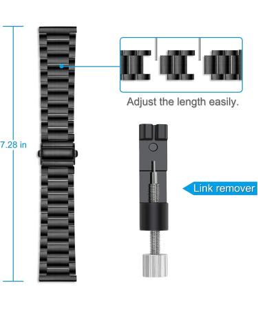 Fintie Metal Band for Fitbit Versa 2/Lite - Black Stainless Steel Bracelet - Buy Online on GoSupps.com