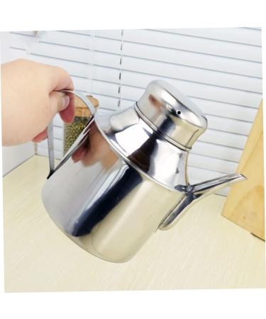 Zerodeko Sauce Pot Oil Bottles for Cooking Stainless Steel Oil Stainless Steel Pitcher with Lid Practical Seasoning Bottle Salad Oil Dispenser Kitchen Supplies Metal Household 14.5X12X8.5CM Silver - Buy Online on GoSupps.com