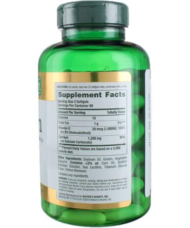 Nature's Bounty Calcium 1200mg + D Softgels - Pack of 4 | 120 Each for Strong Bones - Buy Online on GoSupps.com