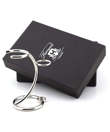 Haryali London Razor Stand - Sustainable Shaving Stand - 2 in 1 Brush and Razor Stand Holder - Curved Design - Non-Rustic - Chrome finish - Shaving Brush Stand - Razor Holder - Zero Waste - Buy Online on GoSupps.com