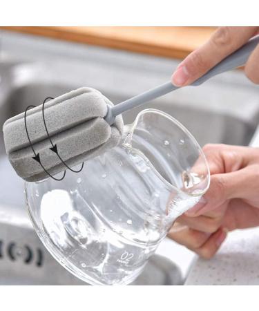 DTYZB 3 Pack 2 Size Sponge Clean Brush with Plastic Handle for Coffee Glasses Pot Milk Cup Mugs Wine Bottle Baby Bottles Kitchen Clean Dish Washing Feeding-Bottle one 15" Two 9.8" Grey - Buy Online on GoSupps.com