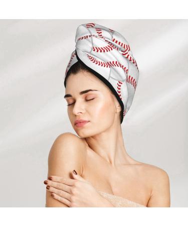 Hair Towel Wrap - Quick Drying Towel Turban with Button - Baseballs Design - Buy Online on GoSupps.com