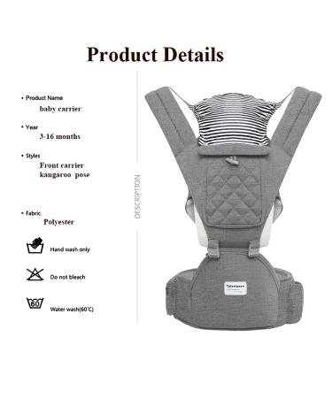 6-in-1 Baby Carrier with Hip Seat & Lumbar Support - Adjustable for Newborn to Toddler - Light Grey, 7-41 lbs - Ideal for All Seasons & Activities - Buy Online on GoSupps.com
