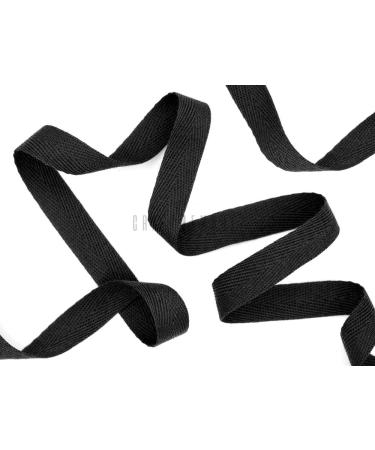 CRAFTMEMORE 3/4 Inch Twill Tape Fabric Ribbons Webbing Herringbone Twill Bias Binding Tape for Clothes Sewing Craft Trim Lace 36 Yards (MP26 Black)