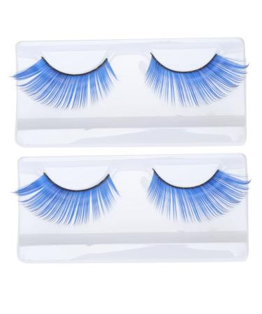 2 Pairs Blue Long Eyelashes Halloween Cosplay Eyelash Eyelashes for Extensions Fluffy Extensions Eyelashes Color Lashes Extension Outfits Costumes for Dance Eyelashes
