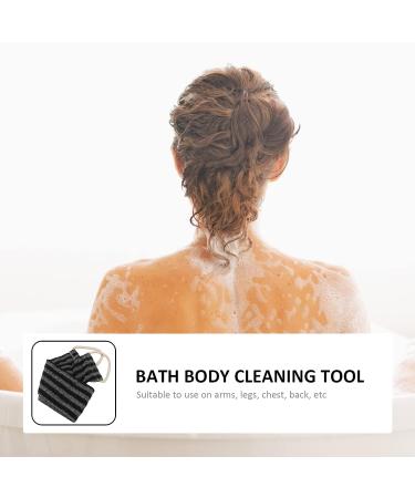 Dual-Sided Body Scrubber Sponge Back Exfoliator - Shower Loofah for Bath - 70x12cm Black - Buy Online on GoSupps.com