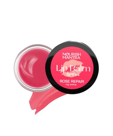 Nourish Mantra - Rose Repair Lip Balm with SPF | Made with Rose Extracts Olive oil Shea Butter Vitamin E and Avocado Oil | For Dry Chapped and Dark Lips | Best for Both Women and Men | 12g