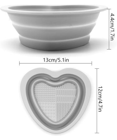 Makeup Brush Cleaning Mat Silicone Cosmetic Brush Cleaning Pad Heart Foldable Brush Cleaning Bowl Portable Cosmetic Brush Cleaner Washing Tool for Makeup Brushes A7ZDQJW (grey) - Buy Online on GoSupps.com