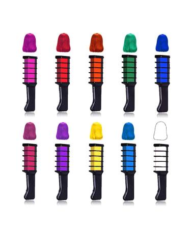 Hair Chalk Comb Set - 10 Color Temporary Washable Hair Dye for Kids | Birthday and Holiday Gifts for Girls Ages 6-12 | Pink, Red, Rose Red, Dark Blue - Buy Online on GoSupps.com