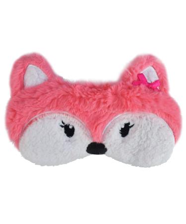 Ulbemoll Cute Sleeping Mask Pink Fox Soft Plush Fluffy Sleep Mask Funny Cartoon Fox Blindfold Novelty Eye Cover Eyeshade Shade for Kids Girls and Adult Travel (Pink Fox)