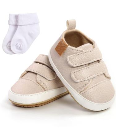 Baby Sneakers | PU Leather First Walking Shoes for Boys & Girls | Anti-Slip Toddler Shoes | Infant Newborn Prewalker Sneakers with Sock | 12-18 Months - Buy Online on GoSupps.com